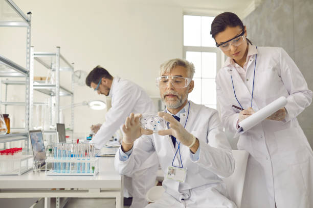istock Senior male supervisor make conclusion based on analysis results of test sample 1366597129