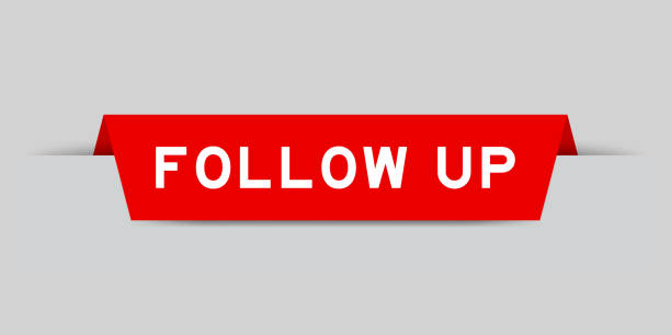 istock Red color inserted label with word follow up on gray background 1366598248