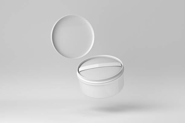 cepillo de producto cosmético, polvo sobre fondo blanco para el cuidado de la piel. renderizado 3d. - puffed sleeve fotografías e imágenes de stock