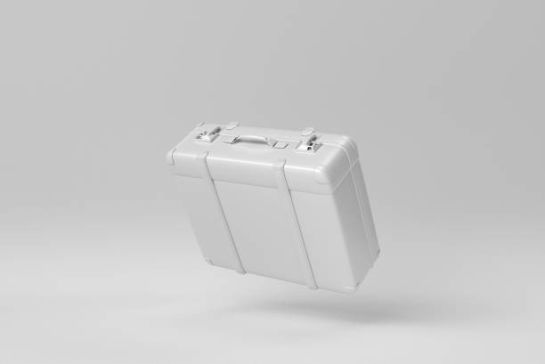 istock Vintage luggage on white background. old antique leather suitcases. 3D render. 1366599578