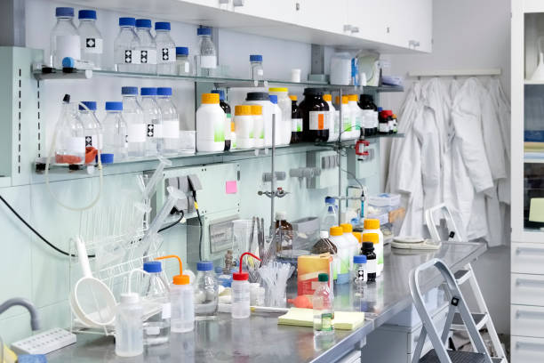 Interior of a chemistry laboratory stock photo