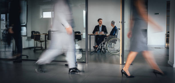 istock Wheelchair access in the office 1366603493