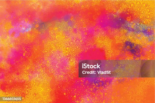 istock Holi Festival Burst of Colors Mandala Painted Spray Grunge Abstract Background 1366603655