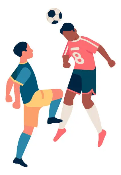 Vector illustration of Soccer player kicking ball with head. Header icon