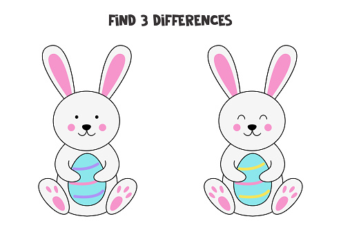 istock Find three differences between two pictures of Easter bunny. 1366606684