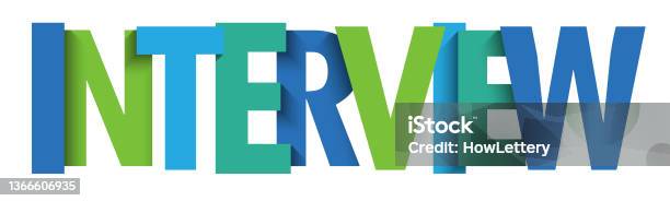 Vector Interview Blue Interview Blue And Green Typography Vector Stock Illustration ...