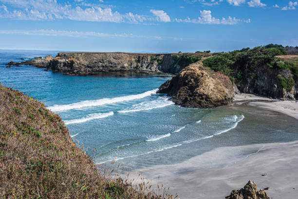 istock Sand beach along Fort Bragg coast, California 1366609983