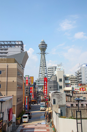 Tsutenkaku Tower, a symbol of Osaka, /Japan,Osaka,July 31, 2021