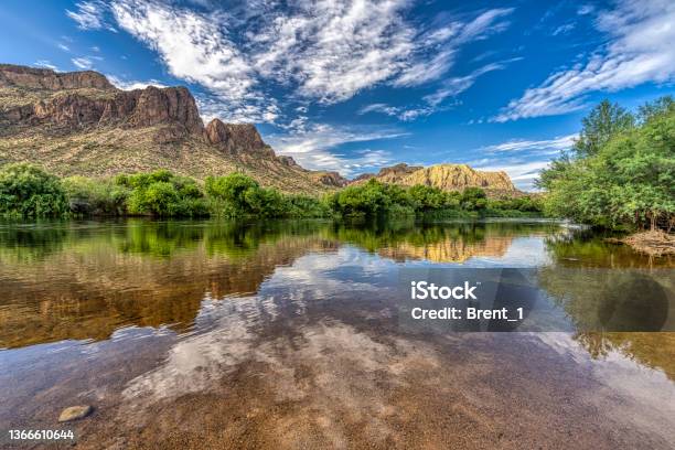 Salt River And The Bulldog Cliffs Stock Photo - Download Image Now - Arizona, Salt River, Mesa
