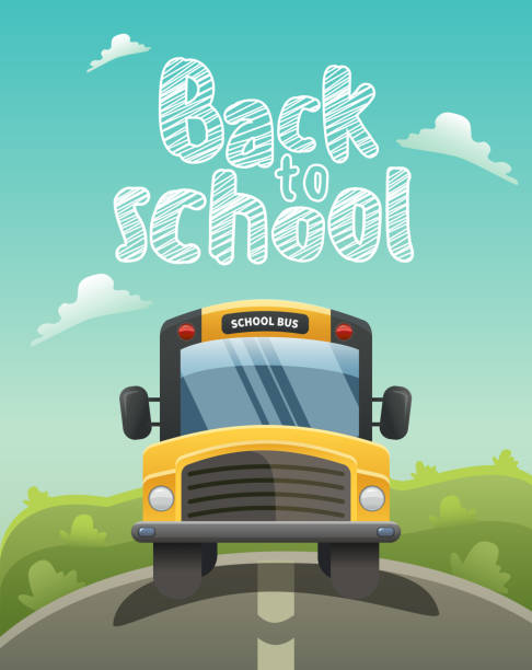 학교 버스 벡터 일러스트레이션 - school bus education transportation school stock illustrations