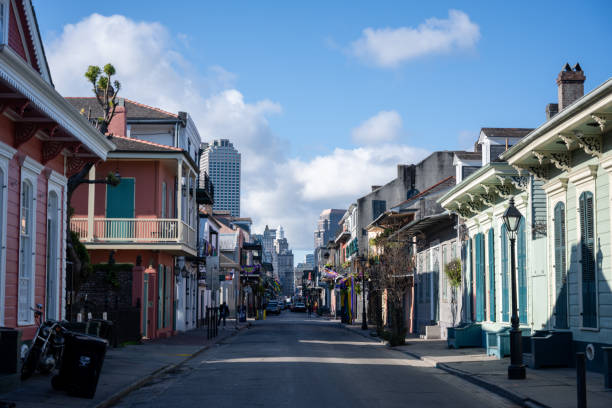 istock Looking Down Bourbon Street Toward Down Town 1366615146