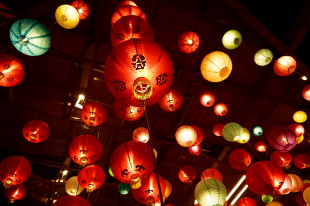 Chinese lanterns,Chinese new year lanterns in chinatown stock photo