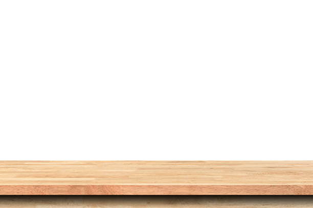 istock Empty old wood table on isolate white background and display montage with copy space for product. 1366617950