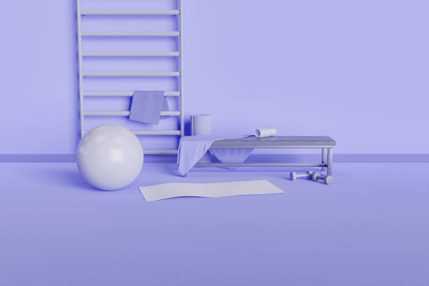 gym with exercise equipment in color very peri