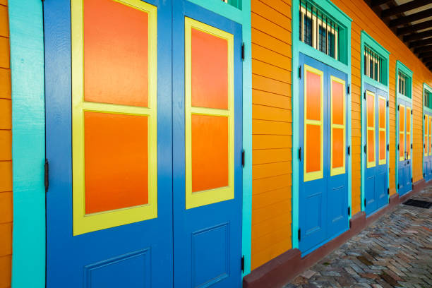 Colorful architecture in the French Quarter in New Orleans, Louisiana.