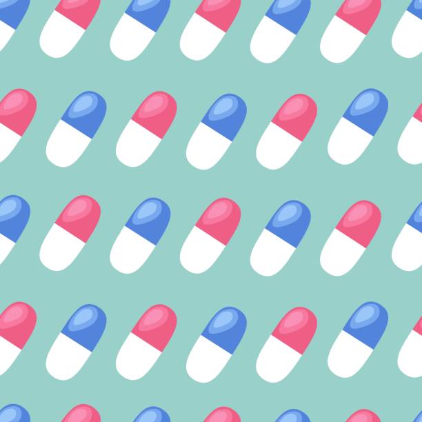 istock Pharmacy pills seamless pattern. Healthcare green background. Colorful medical capsules. Vector flat illustration 1366618720