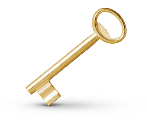 istock Gold classic key on white background 1366619490