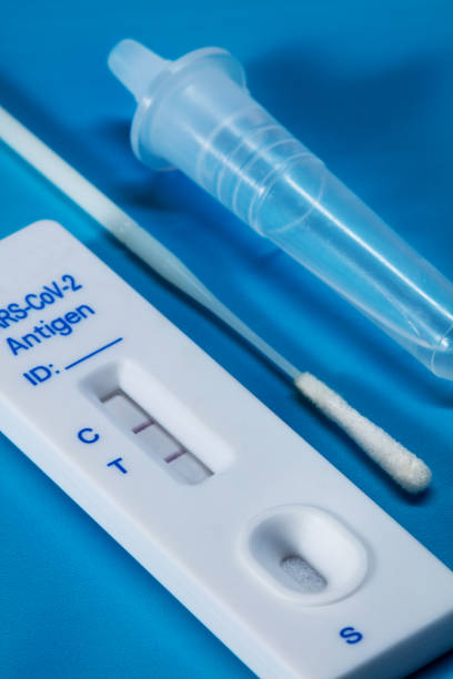 istock Antigen or rapid covid tests isolated on blue background. 1366620754