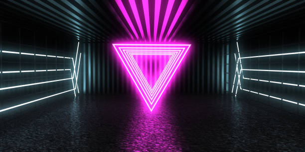istock 3D abstract background with neon lights. neon tunnel  .space construction . .3d illustration 1366622508