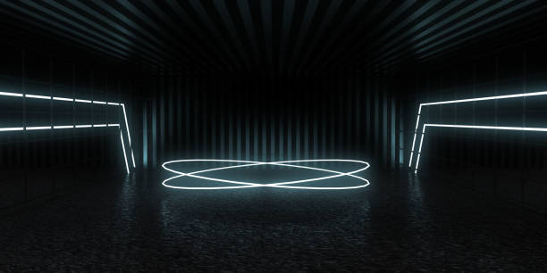 istock 3D abstract background with neon lights. neon tunnel  .space construction . .3d illustration 1366622512