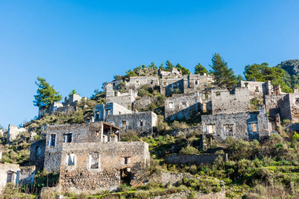 istock Abandoned Kayakoy (Levissi Village, Karmylassos) stone houses 1366629440