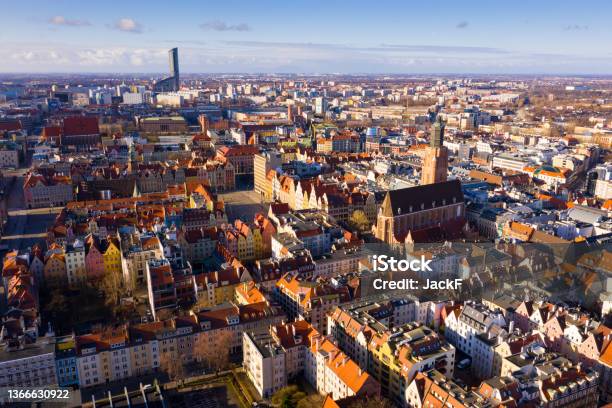Aerial View Of Wroclaw With Market Square In Poland Stock Photo - Download Image Now