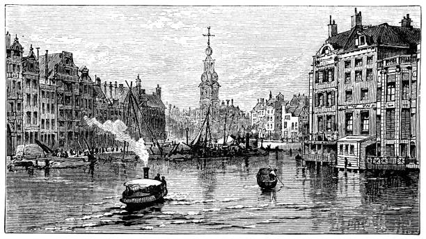 illustrations, cliparts, dessins animés et icônes de l’amstel à amsterdam - amstel river illustrations