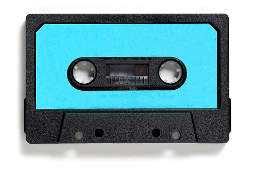 Vintage Compact Cassette, Musicassette, Music Tape, Cassette Tape or Audio Cassette on white background
