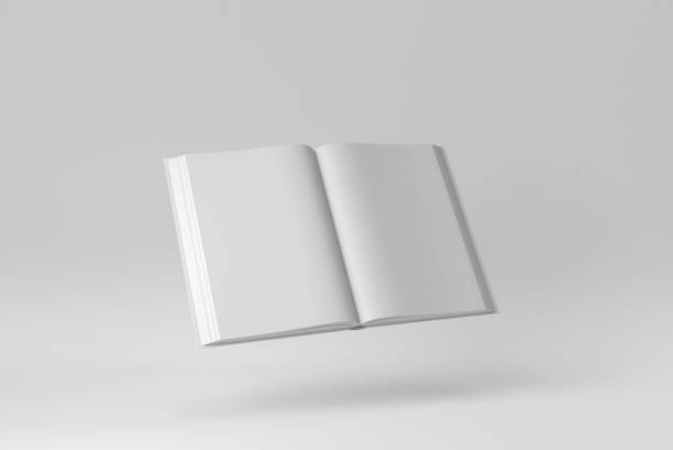 istock Mockup of opened book on white background. minimal concept. 3D render. 1366633533