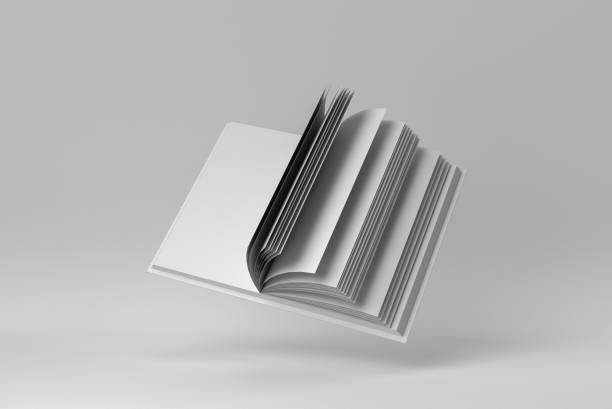 Mockup of opened book on white background. minimal concept. 3D render.