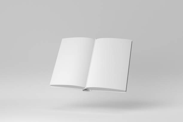 Mockup of opened book on white background. minimal concept. 3D render.
