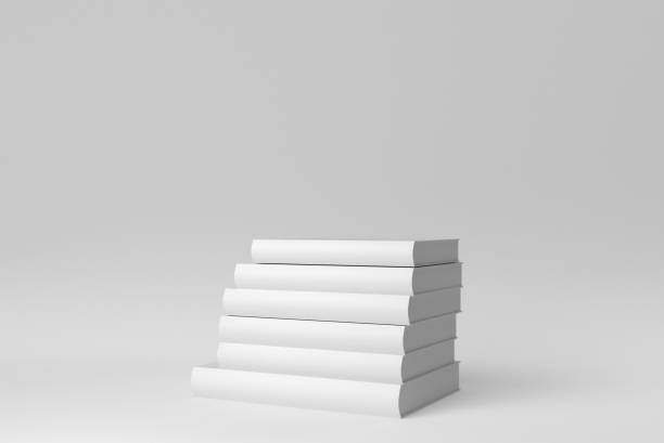 istock Stack of books on white background. for mockup scene. 3D render. 1366633564