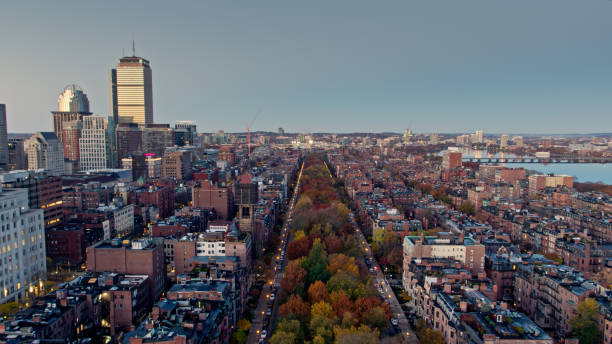 istock Fall Colors Along Commonwealth Avenue, Boston - Aerial 1366634688