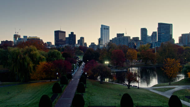 istock Boston Common and Public Garden at Dawn on Fall Morning - Aerial 1366634698