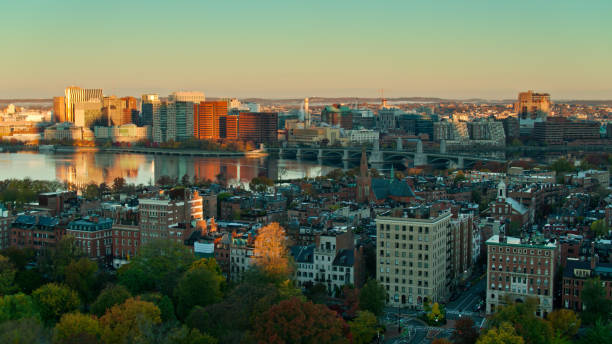 istock Charles River in Boston, MA at Sunrise - Aerial 1366634737
