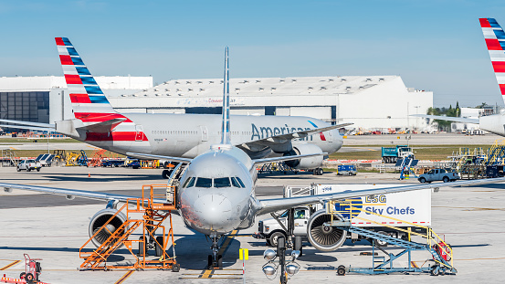 American Airlines Airbus A321-231 aircraft with registration N151AN taxiing at Dallas/Fort Worth International Airport in April 2022