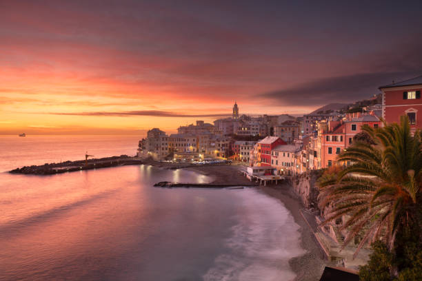 istock Bogliasco, Genoa, Italy Skyline on the Water at Dusk 1366635355