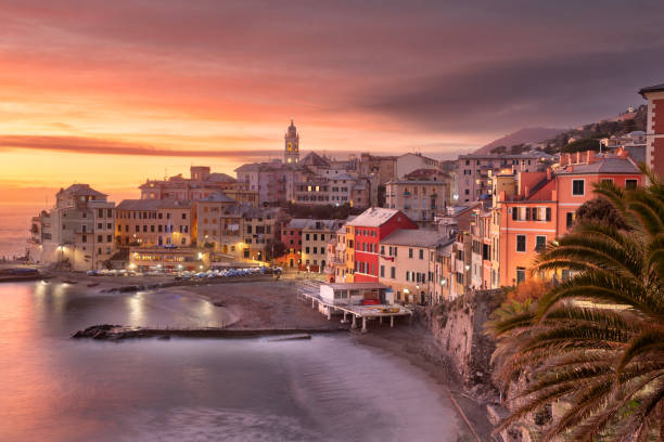 istock Bogliasco, Genoa, Italy Skyline on the Water at Dusk 1366635449