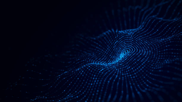 istock Abstract digital wave. Blue circular shape on the background. Futuristic point wave. Big data. 3D rendering. 1366636194