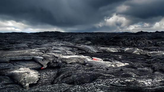 Volcanic Landscape Hawaii Molten Liquid Basalt Lava Volcano Stock image