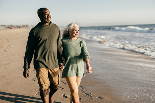 Senior couple  on the beach.How Seniors Can Live a Longer and Healthier Life