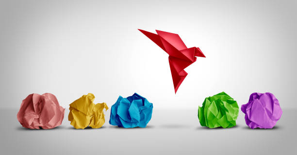konzept der neuen idee - origami stock-fotos und bilder