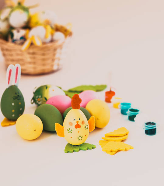 istock painting Easter eggs and bunnies 1366642424