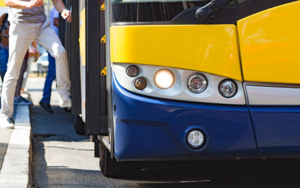 istock Public transportation bus in urban surroundings. 1366643005