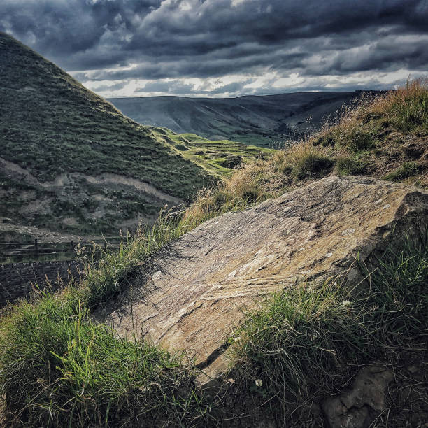 The beautiful view from Mam Tor, Peak District, Derbyshire, England.
