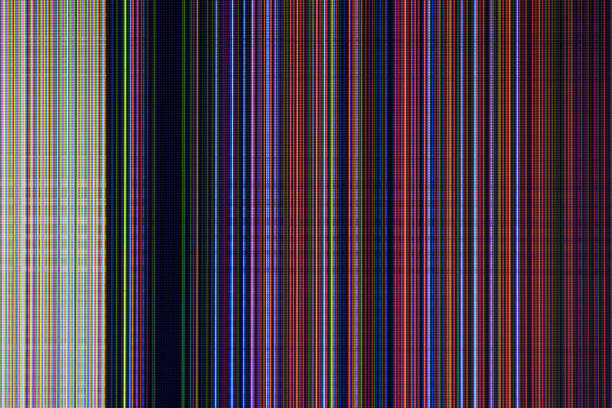 istock Colorful stripes on a broken LCD TV screen 1366646999