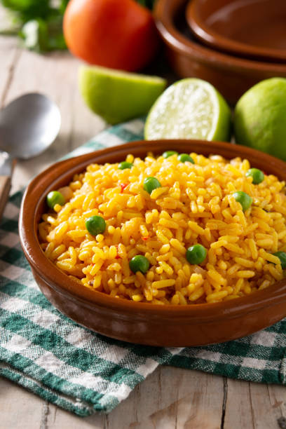 istock Traditional Mexican rice served with green peas 1366649814