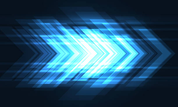 Abstract blue arrows high-speed movement futuristic technology background concept Abstract blue arrows high-speed movement futuristic technology background concept. Dynamic motion blue hi tech digital arrows and stripes. Vector illustration technology backgrounds video stock illustrations