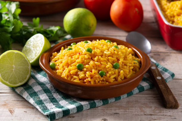 istock Traditional Mexican rice served with green peas 1366649853