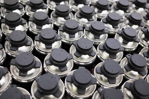 istock collection of metal cans , high angle view . 1366652485